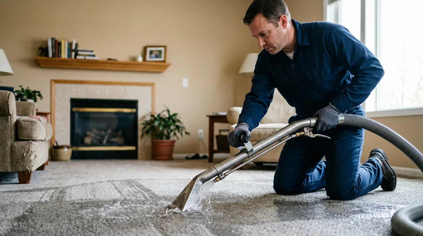 Water damage restoration technician working near Stamford, TX